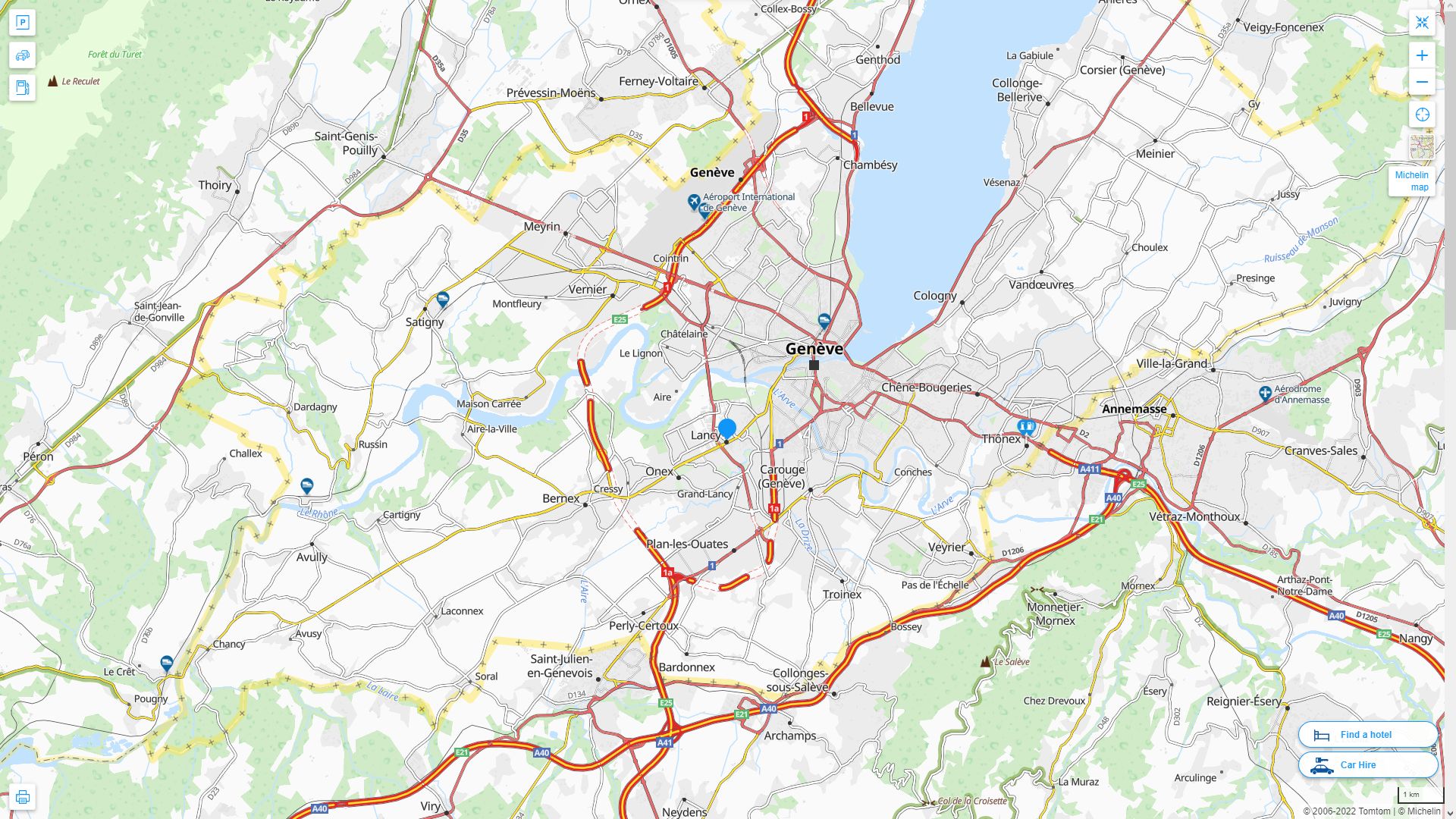 Lancy Suisse Autoroute et carte routiere
